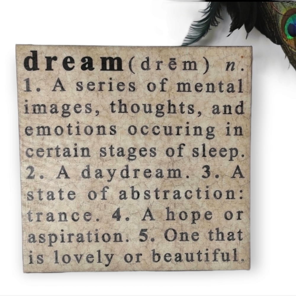 Dream Inspirational Words Square Canvas Wall Art Neutral Farmhouse